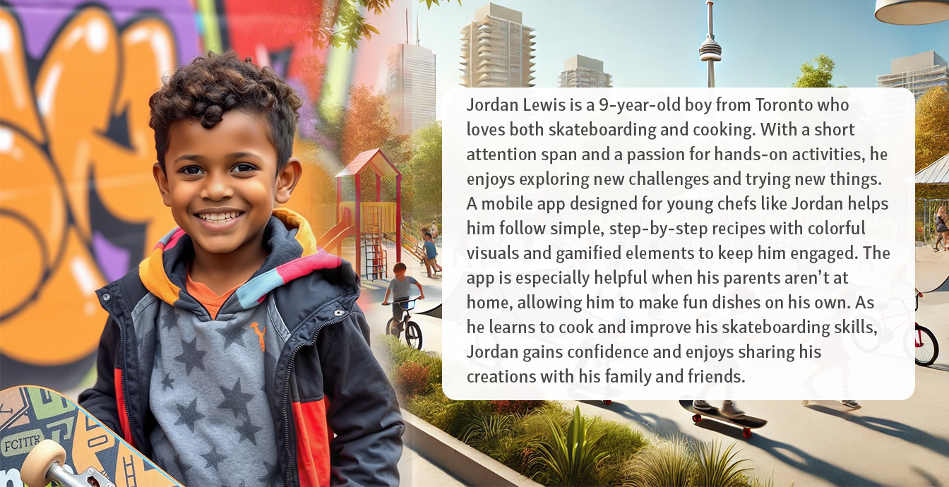 Jordan Lewis is a 9-year-old boy from Toronto who loves both skateboarding and cooking